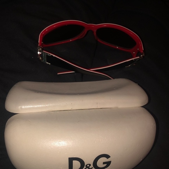 Dolce & Gabbana  black & red sheild sunglasses with crystal detail and case - Picture 8 of 11